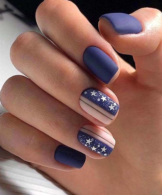 Dark Blue Design Nails