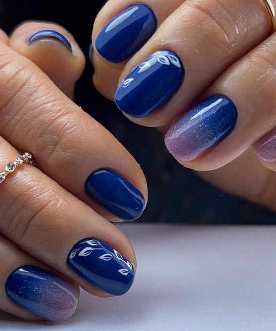 Dark Blue Nails With Design