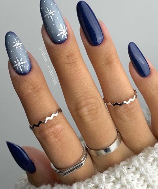 Dark Blue Nails With Designs