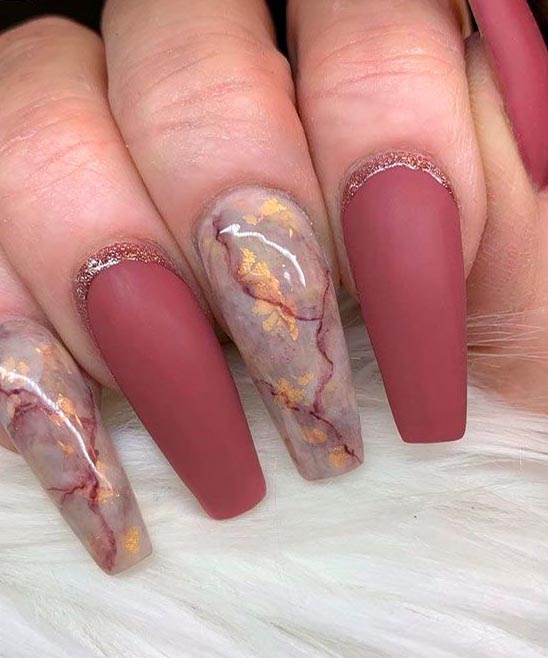 Dark Burgundy Nails Matte