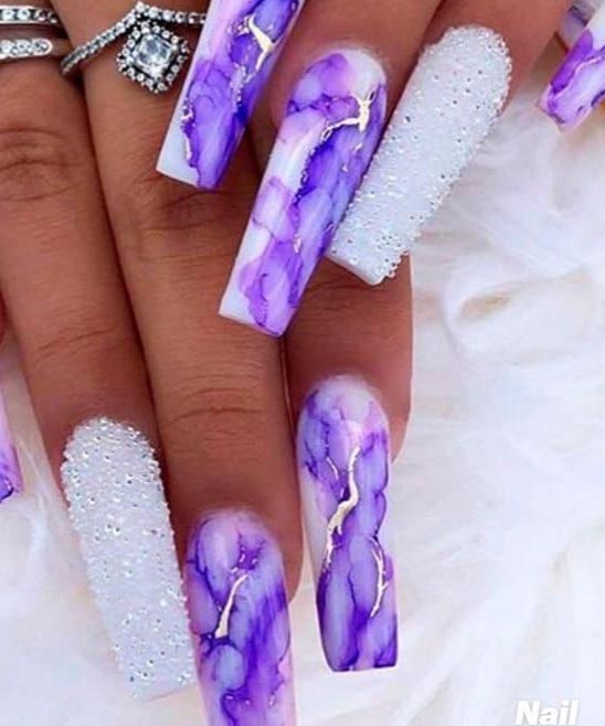 Dark Purple Nails With Design