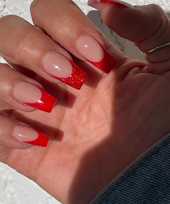 Dark Red French Tip Nails