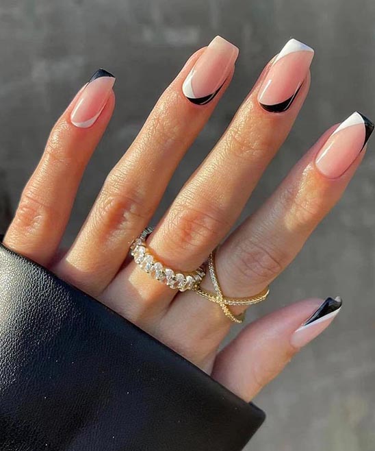 Designs Edgy Black French Tip Coffin Nails