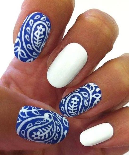 Easy Blue and White Nail Designs