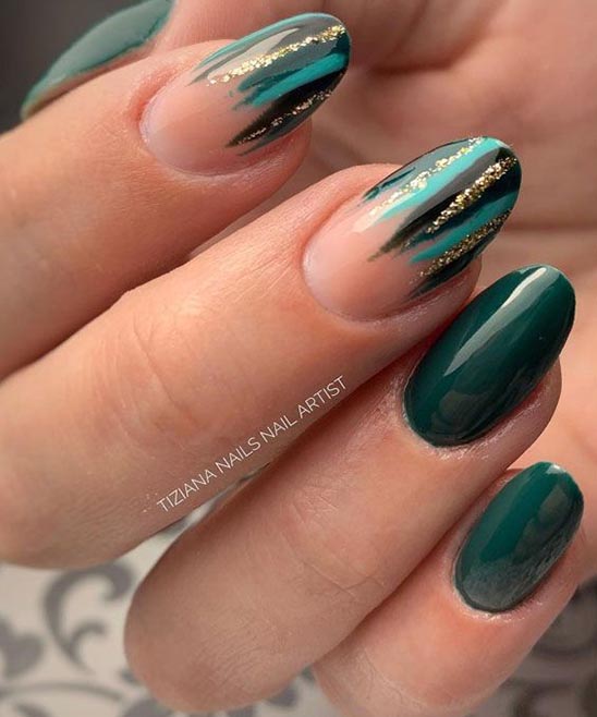 Emerald Green Design Nails