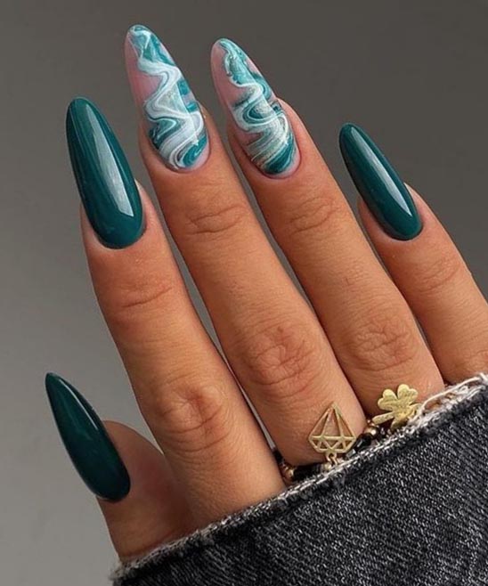 Emerald Green Design Nails