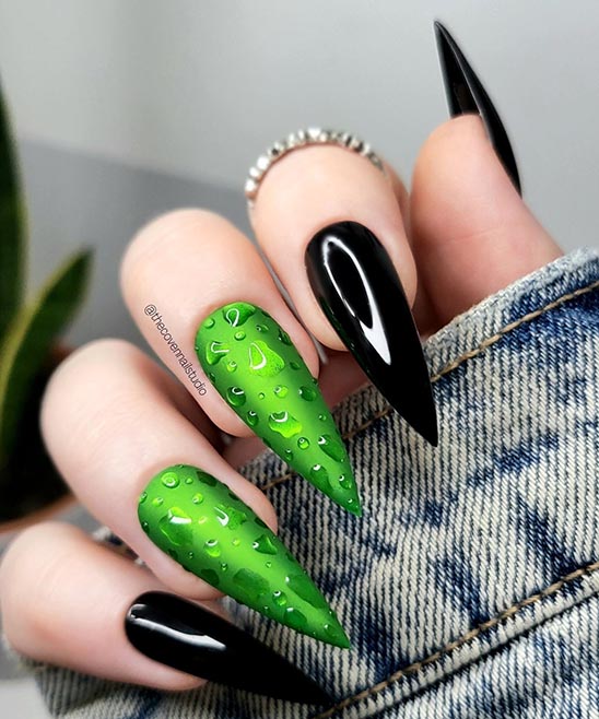 Emerald Green and Black Nail Designs
