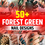 Forest Green Nails With Design