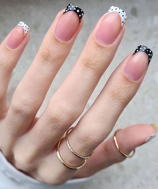 French Manicure Black and White Nail Art