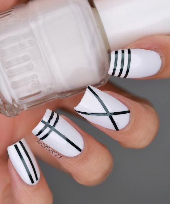 French Nails Black and White