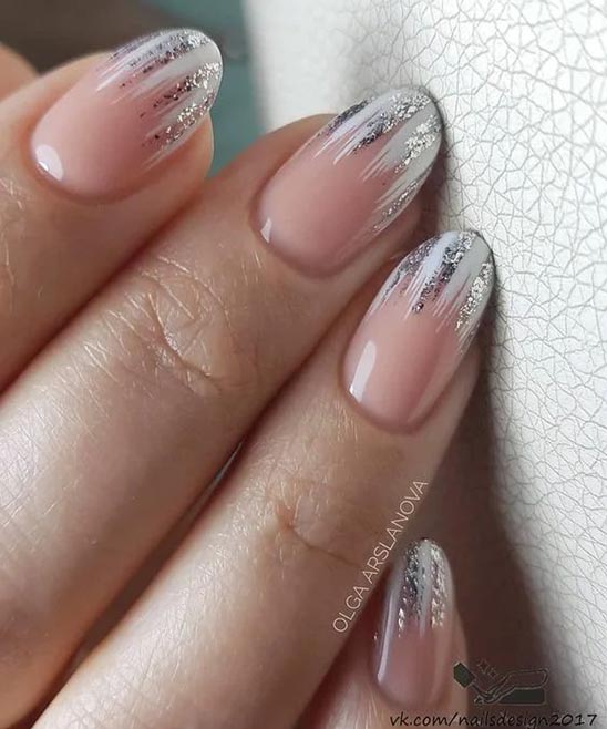 French Nails Design Glitter