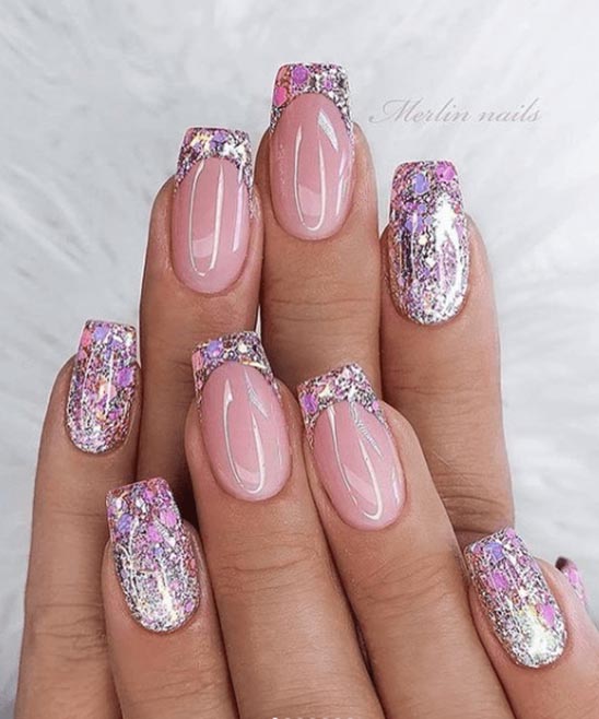 French Nails With Glitter Design