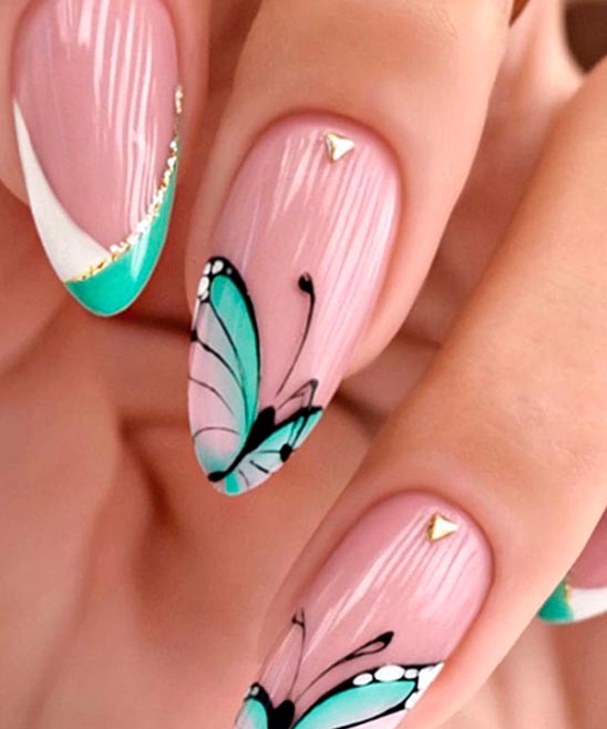 French Tip Acrylic Nails with Design