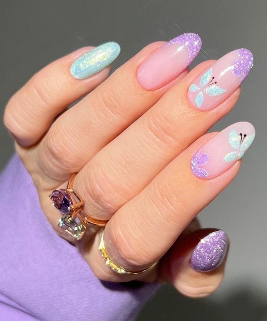 French Tip Nail Designs with Glitter