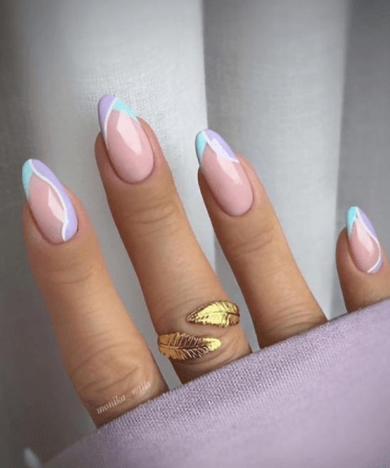 Nail Art Design Colorful French Tip