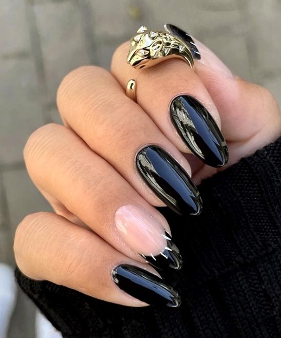 French Tip Nails Black and White