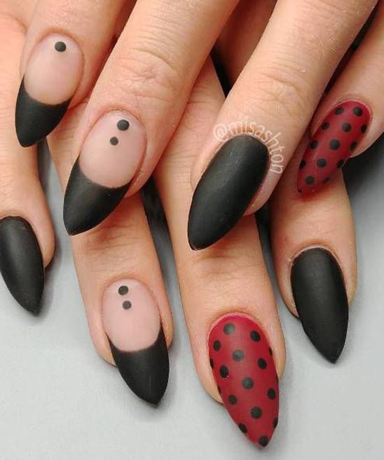 French Tip Nails Red and Black