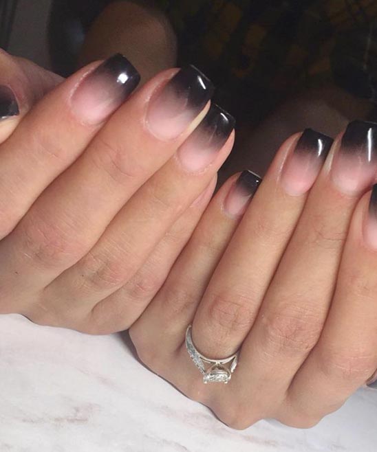 French Tip Nails with Black Design