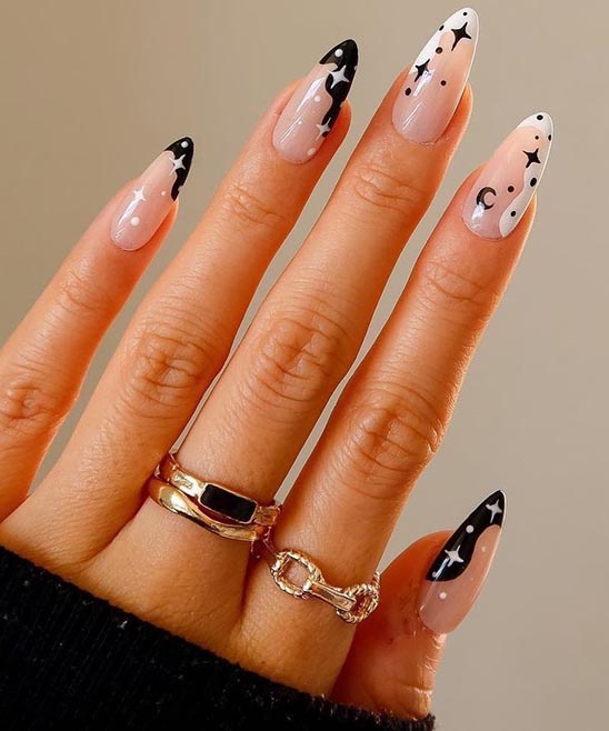 French Tip Nails with Flower Design