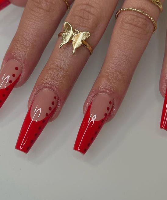 French Tip Red Nails