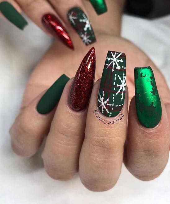 Gel Nail Designs Red and Green Christmas