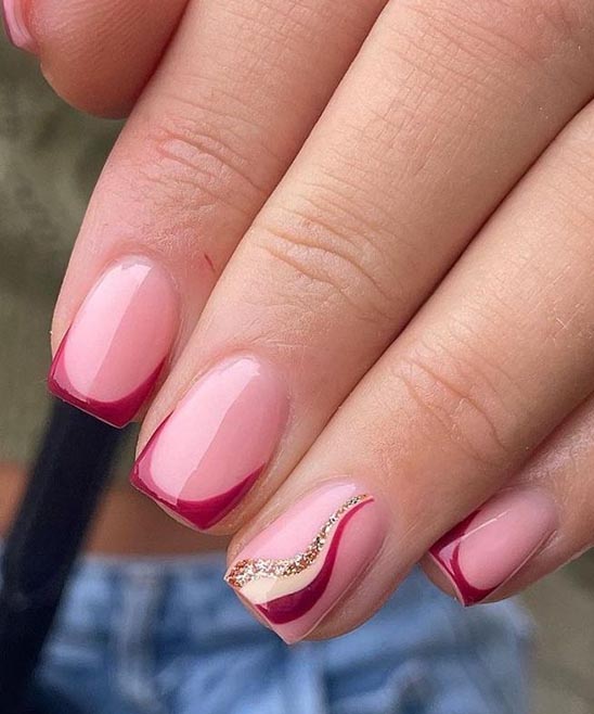 Girl Nails Burgundy and Gold