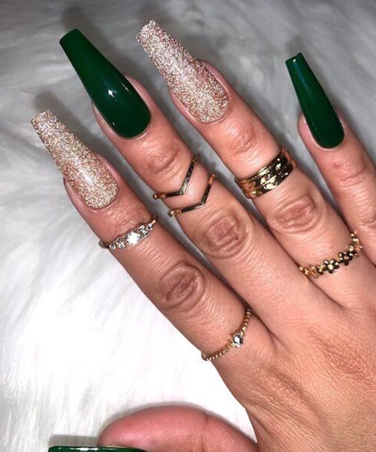 Green Black and Gold Nail Designs