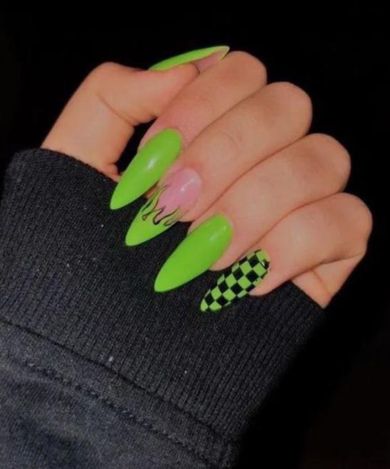 Green Coffin Nails Designs