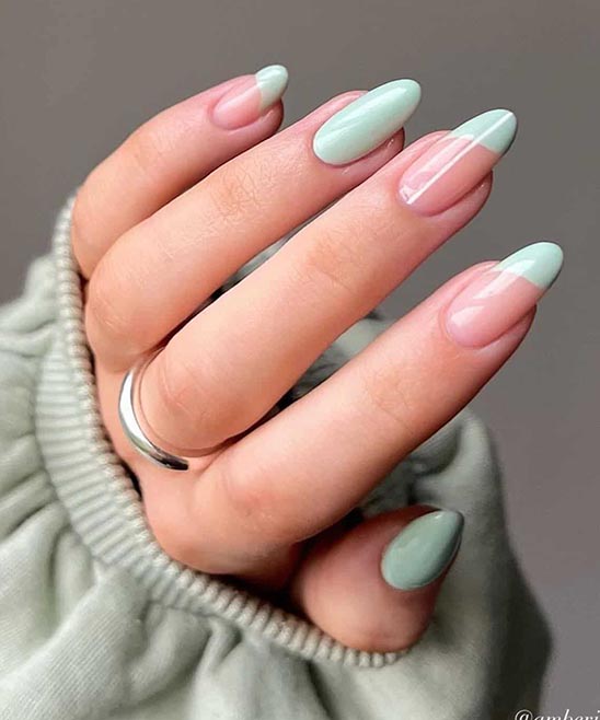 Green French Tip Nail Designs