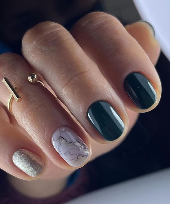 Green Nails With Designs