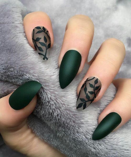 Green and Black Nail Art Design