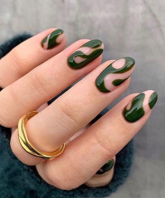 Green and Black Nail Design
