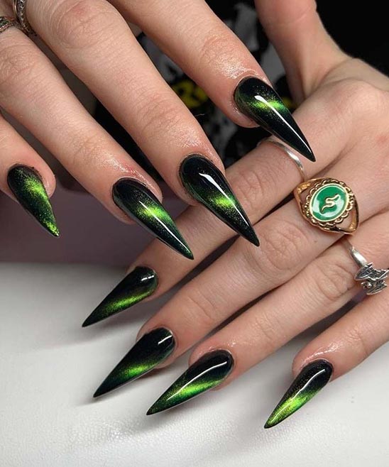 Green and Black Nail Design