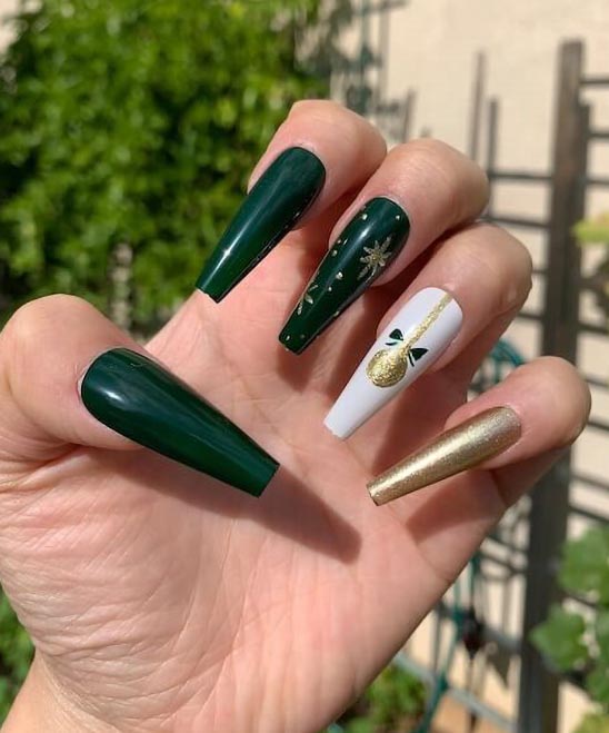 Green and Gold Nail Design