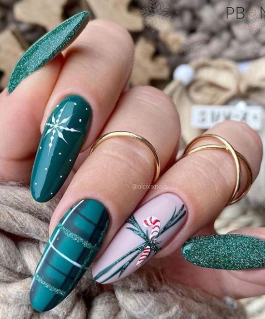 Green and Red Christmas Nail Designs