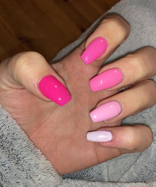 Hot Pink Ombre Coffin Nails