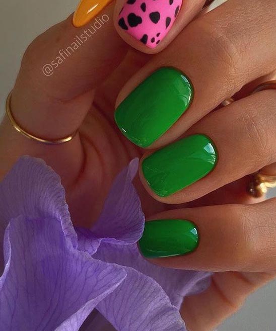 Hot Pink and Neon Green Nail Designs