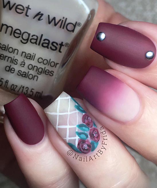 Kiss Glam Fantasy Nails Tan Line Burgundy Matte