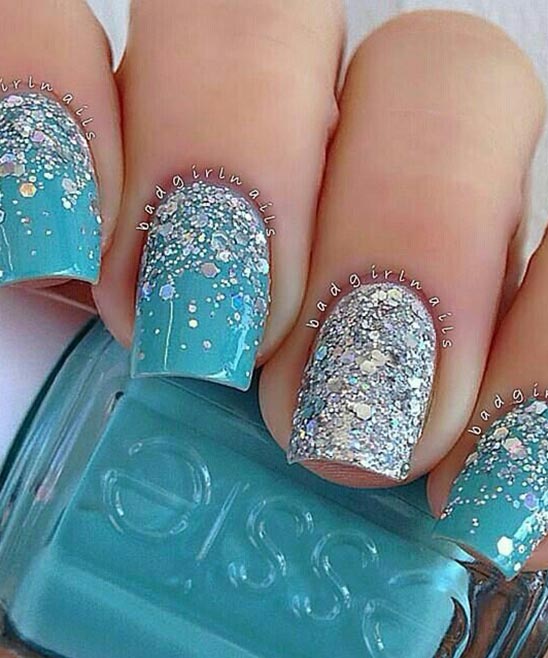 Light Blue Acrylic Nails With Design