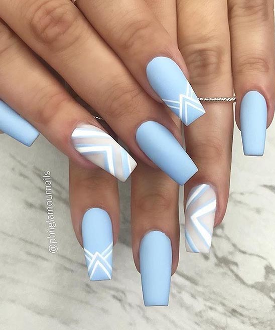 Light Blue Flower Nail Designs