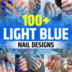 Light Blue Nails With Design