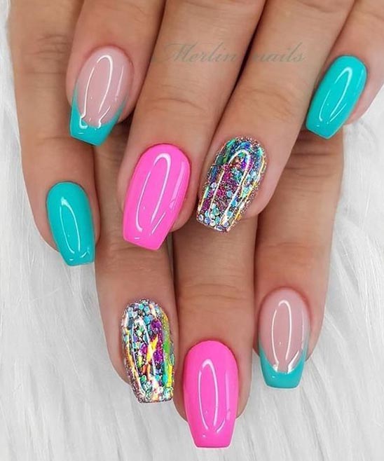 Light Blue Nails With Design
