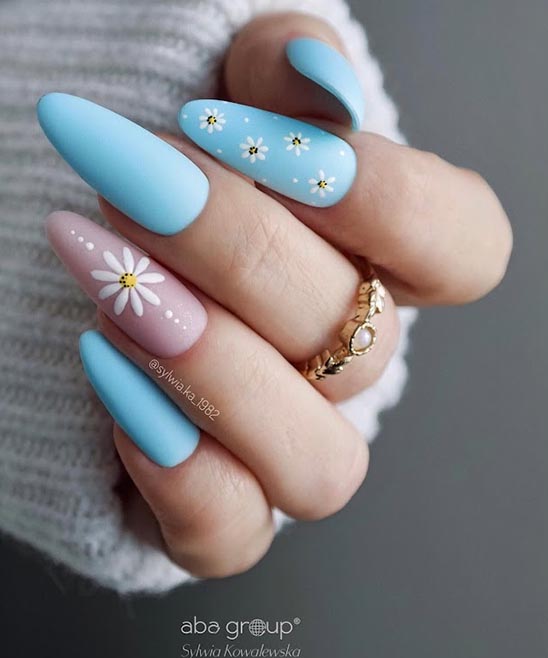 Light Blue and Gold Nail Designs