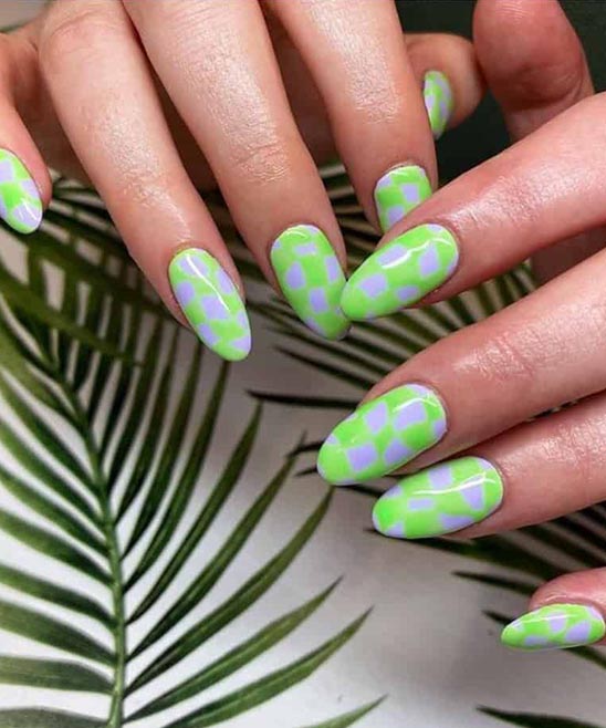Light Green Nails With Designs