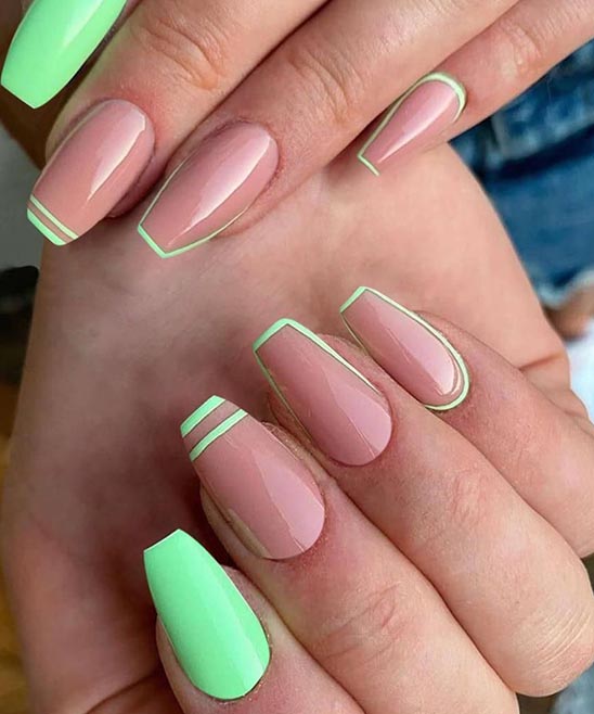Light Green and Pink Nail Designs