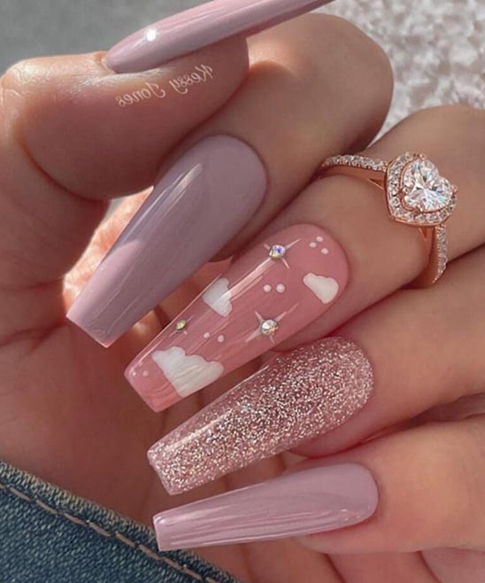 Light Pink Coffin Nails Long