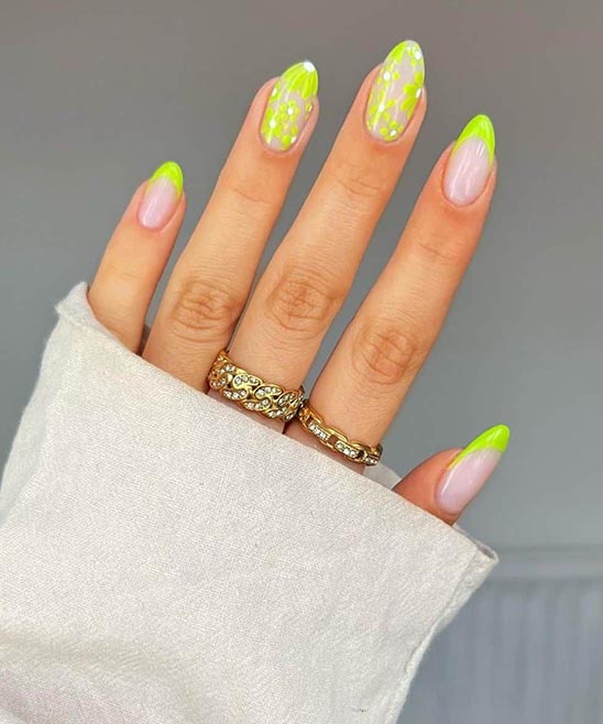 Lime Green Nails With Design