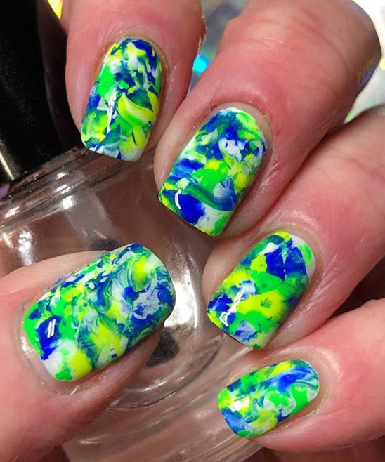 Lime Green Nails With Designs