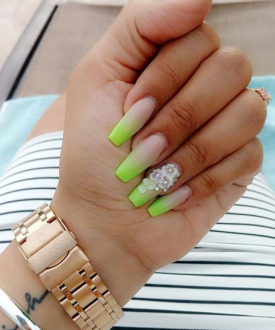 Lime Green Toe Nails With Designs