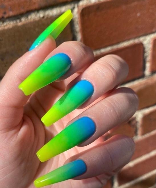 Lime Green and Orange Ombre Nail Designs